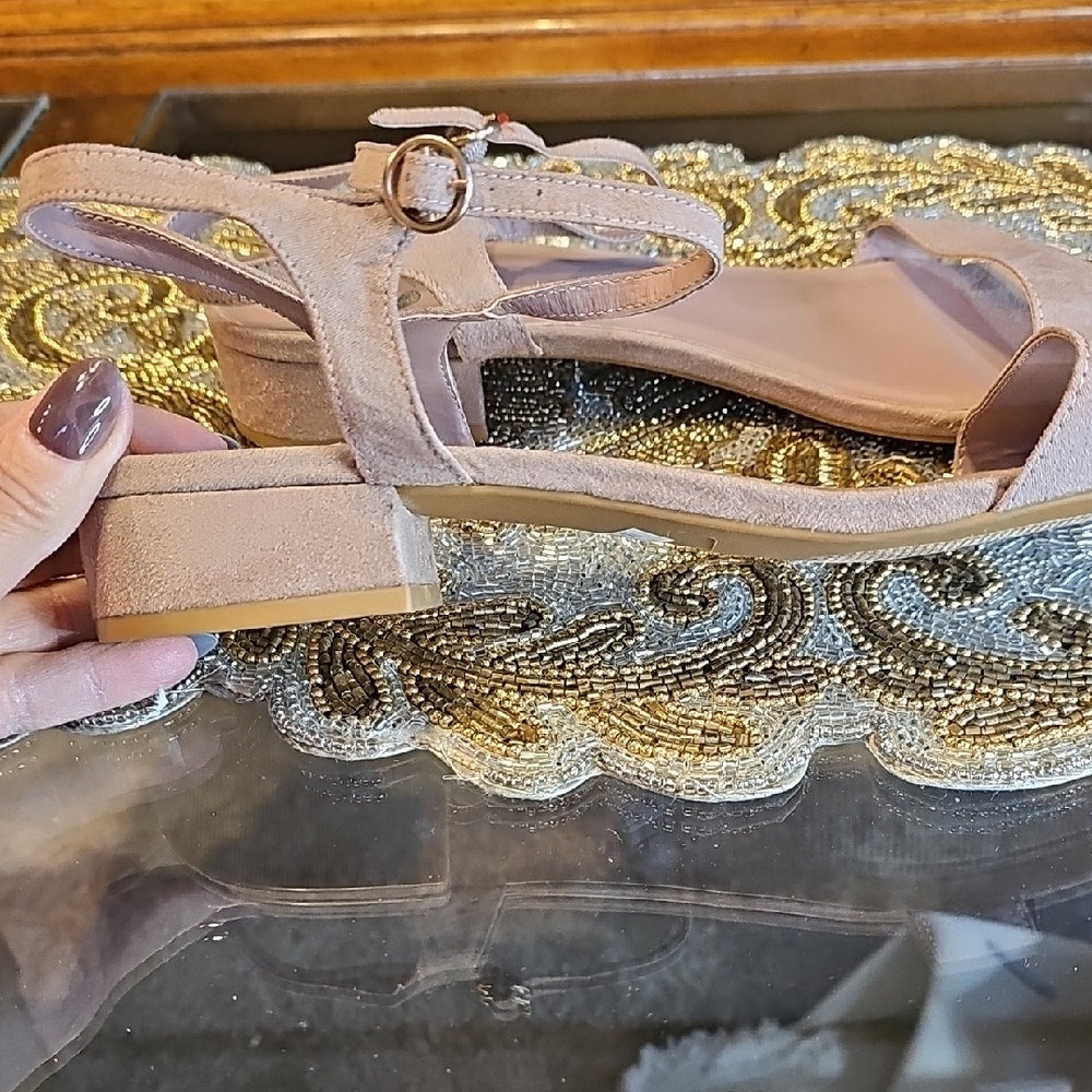 Journee Collection Tan Suede Sandals - Picture 3 of 6